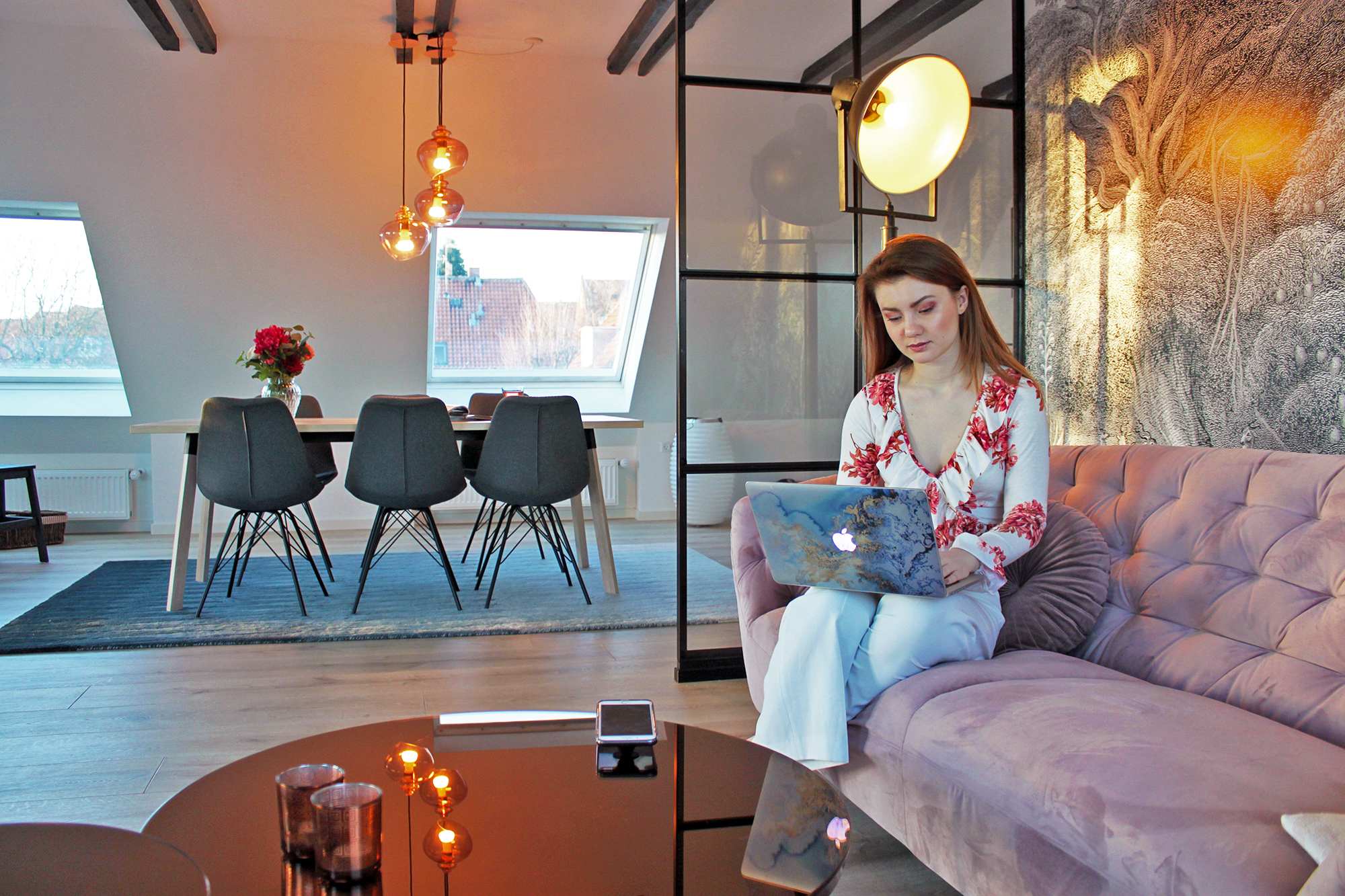Juliana Chow Copenhagen apartment home - Philips Hue lights smart home